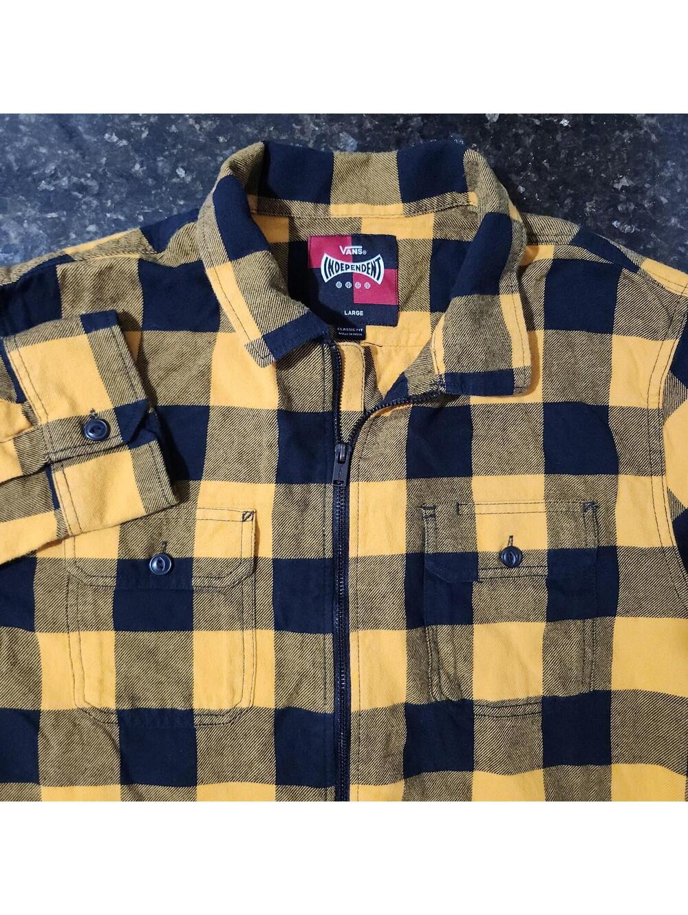 Vans x Independent Full Zip Flannel Plaid Check Skate Grunge Punk Kurt Large
